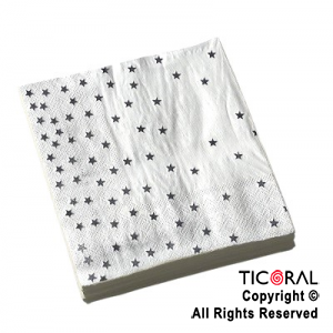 SERVILLETA ESTRELLAS STAMPING PLATA GM X 20